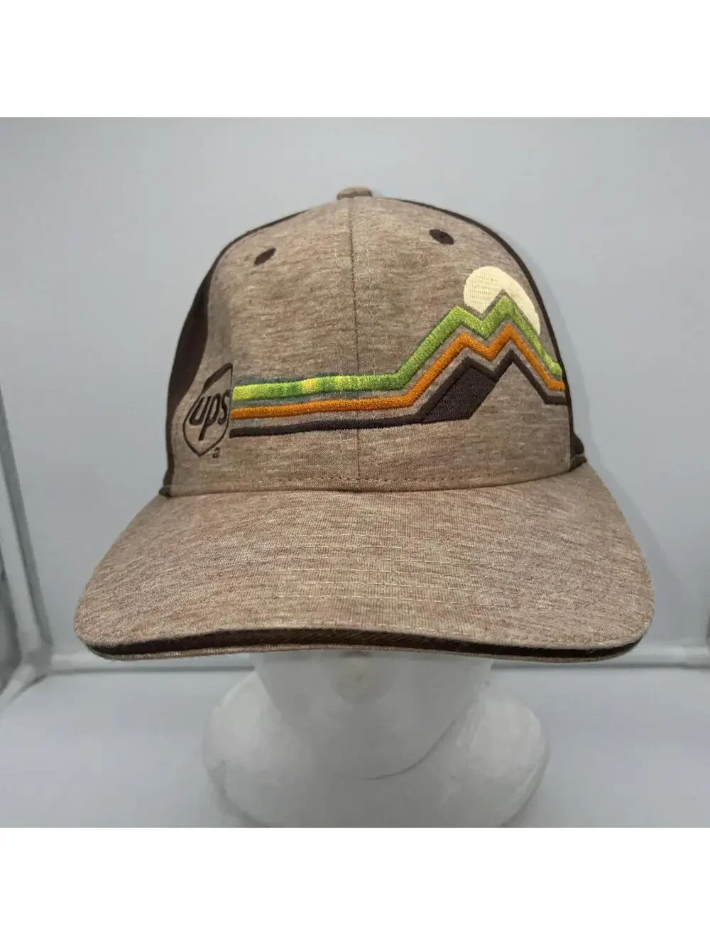 UPS Hat With Mountain Graphic Embroidery  Brown Tan SnapBack OSFA